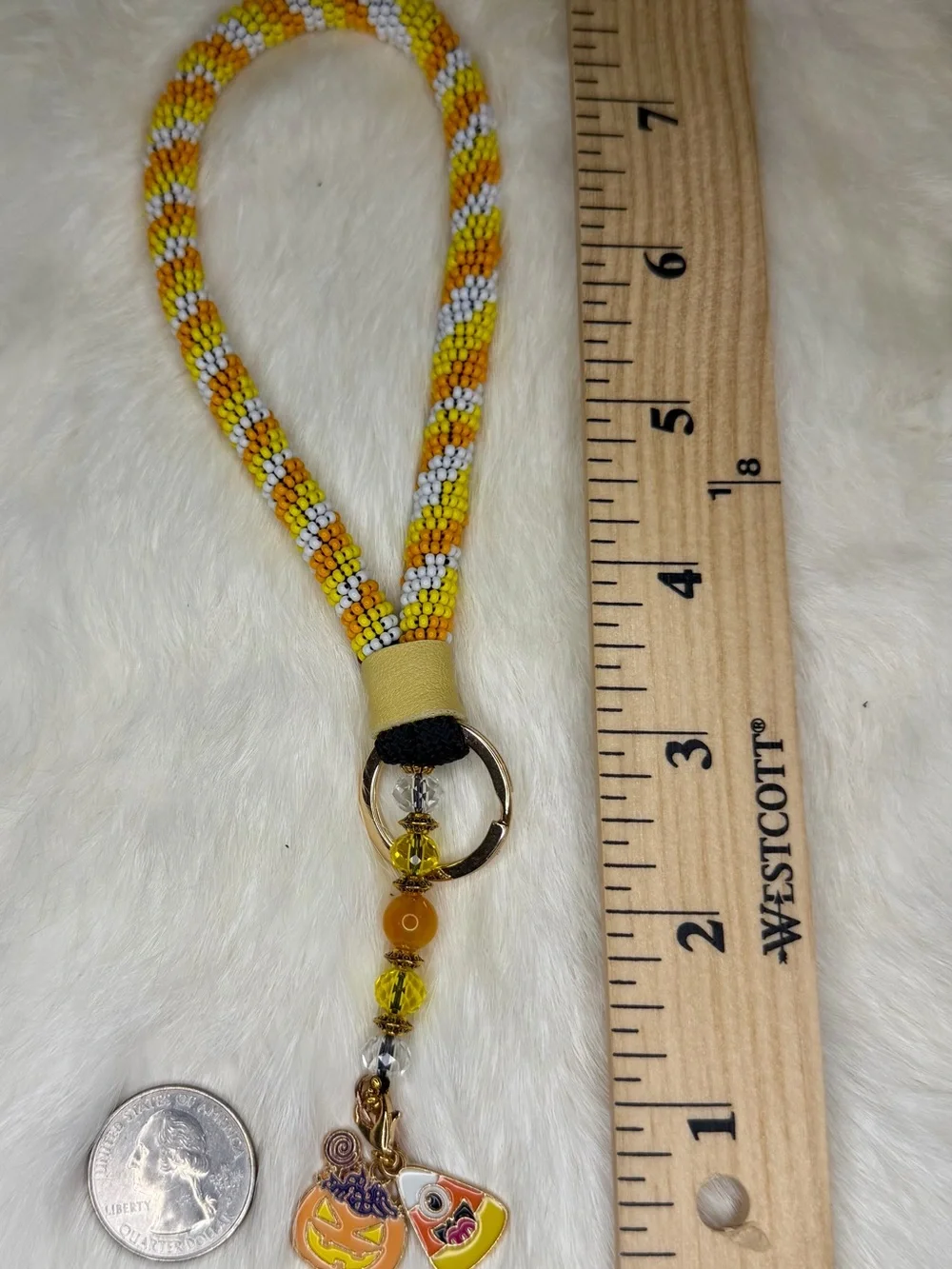 Candy Corn Themed Halloween Keychain